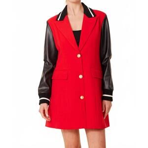 NEW DOLCE CABO varsity jacket mini dress in red